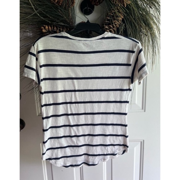 Madewell Navy Blue & White Whisper Cotton Crewneck Tee in Creston Stripe Size XS - Picture 4 of 7